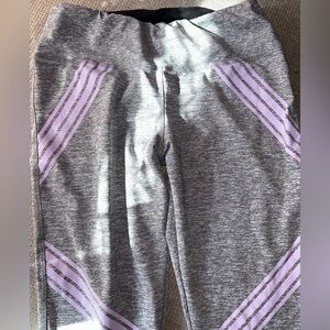 Othr Gray Leggings with Lavender Stripes